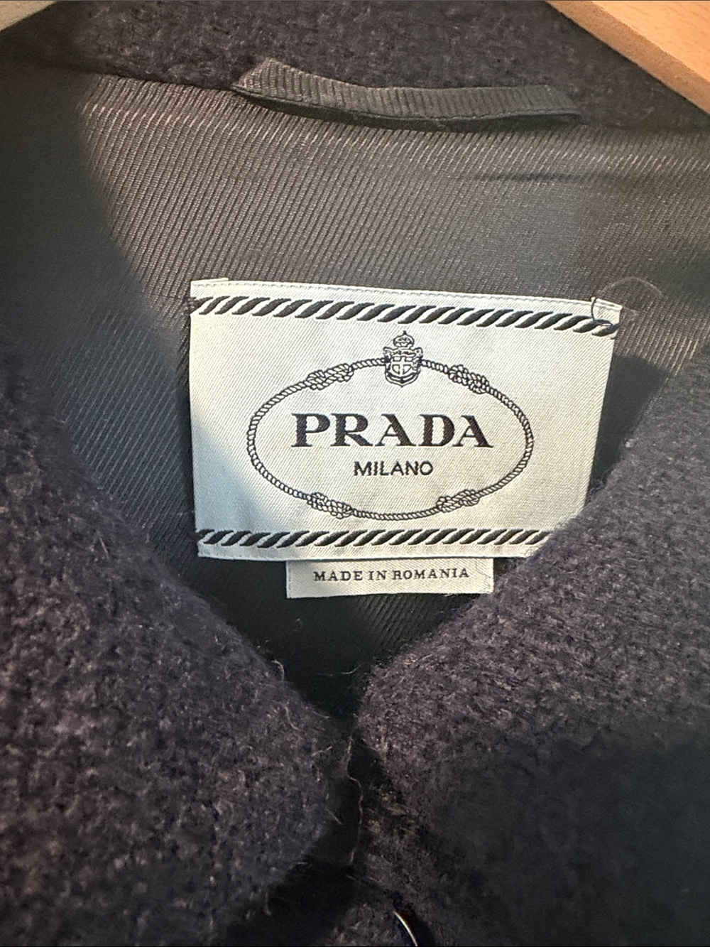 Prada Navy Bouclé Wool Pea Coat - Picture 3 of 5